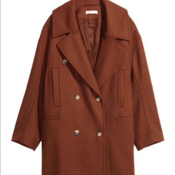 H&M | Double Breasted Wool Coat Rust Red - Picture 6 of 6